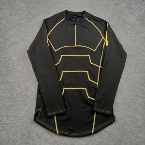 SuperX Shirt Mens Small Black Yellow Compression Long Sleeve Athletic Superhero